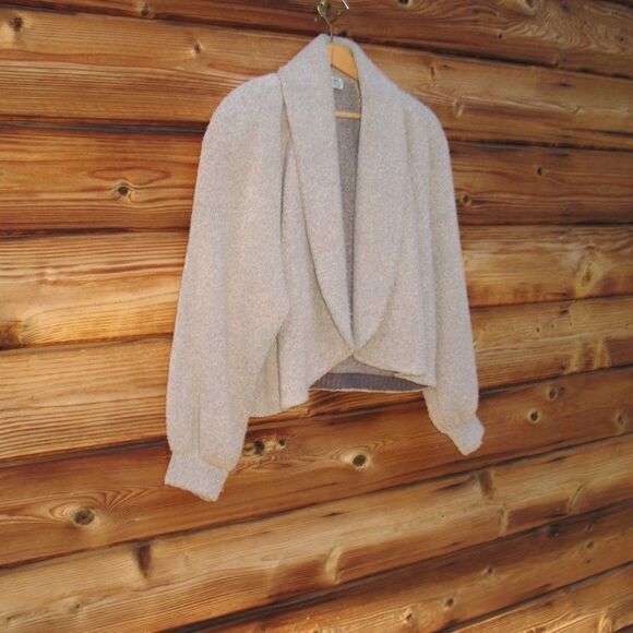 St. John Beige Wool Blend Textured Knit Cardigan Jacket - Picture 2 of 8